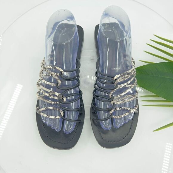 Ted Baker London Black Faux Snake Teppo Flat Sandal Women's 39.5 9 Slip On - Picture 4 of 14